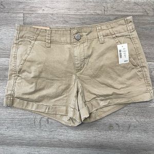 Twill Cuffed Midi Khaki Shorts Aeropostale Size 4